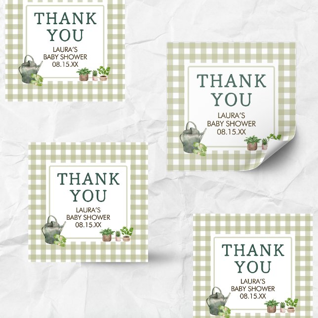 Adesivo Quadrado Chá de fraldas De Mercado De Agricultores Cultivad (Green Farmers Market Locally Grown Baby Shower Square Sticker)