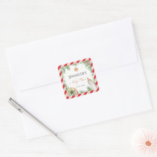Adesivo Quadrado Chá de fraldas de Natal com o tema do inverno Wate