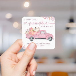 Adesivo Quadrado Chá de fraldas de outono rosa-rosa-abóboro doce