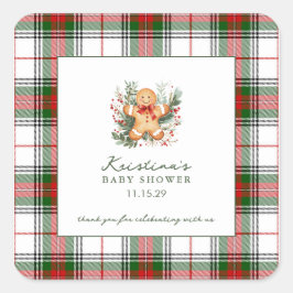 Adesivo Quadrado Chá de fraldas de pão de Natal