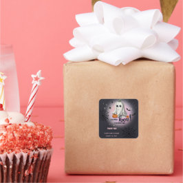 Adesivo Quadrado Chá de fraldas de Pequeno Boo de Abóbora