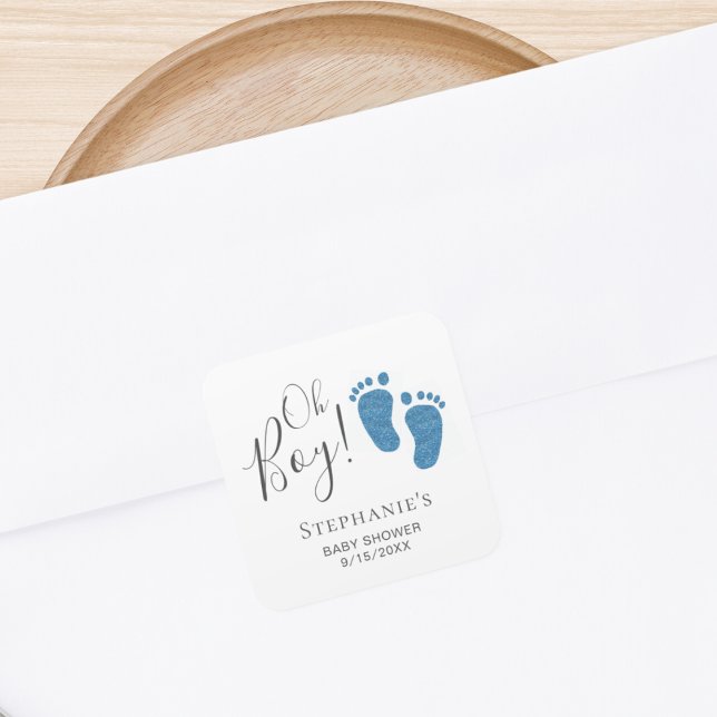 Adesivo Quadrado Chá de fraldas de Pés Azuis (Criador carregado)