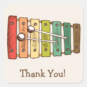 Adesivo Quadrado Chá de fraldas de Xylofone Colorido de Brinquedo V