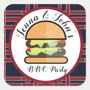 Adesivo Quadrado Chá de fraldas do aniversário do bebê Q do assa