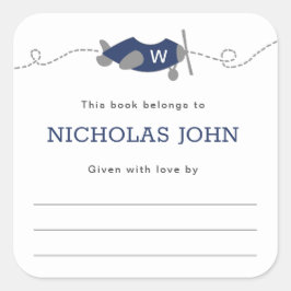 Adesivo Quadrado Chá de fraldas do avião monograma