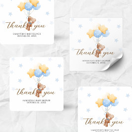 Adesivo Quadrado Chá de fraldas do Balão do Urso Azul