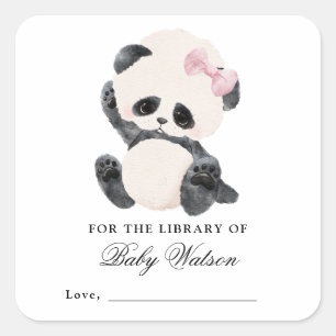 Adesivo Quadrado Chá de fraldas do Livro da Biblioteca de Panda