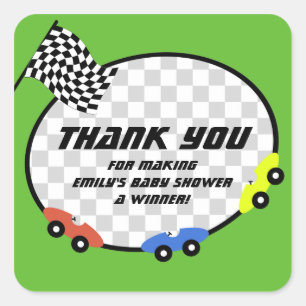 Adesivo Quadrado Chá de fraldas do tempo da raça