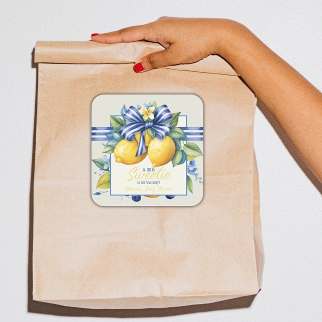 Adesivo Quadrado Chá de fraldas Docinho azul Azulejo Arco Limão (Criador carregado)