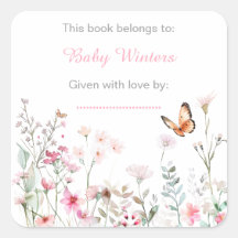 Chá de fraldas Floral da Borboleta Rosa primavera