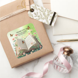 Adesivo Quadrado Chá de fraldas Floral de Storybook do Jardim Moder