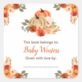 Adesivo Quadrado Chá de fraldas Floral Laranja Pumpkins