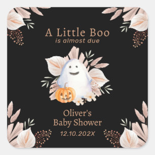 Adesivo Quadrado Chá de fraldas Ghost Boo Boo Boo, Pequeno Elegante
