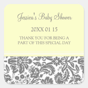 Adesivo Quadrado Chá de fraldas Lemon Damask Stickers