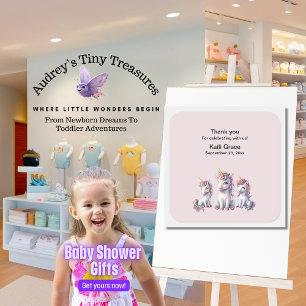 Adesivo Quadrado Chá de fraldas Magical Unicorn Sticker