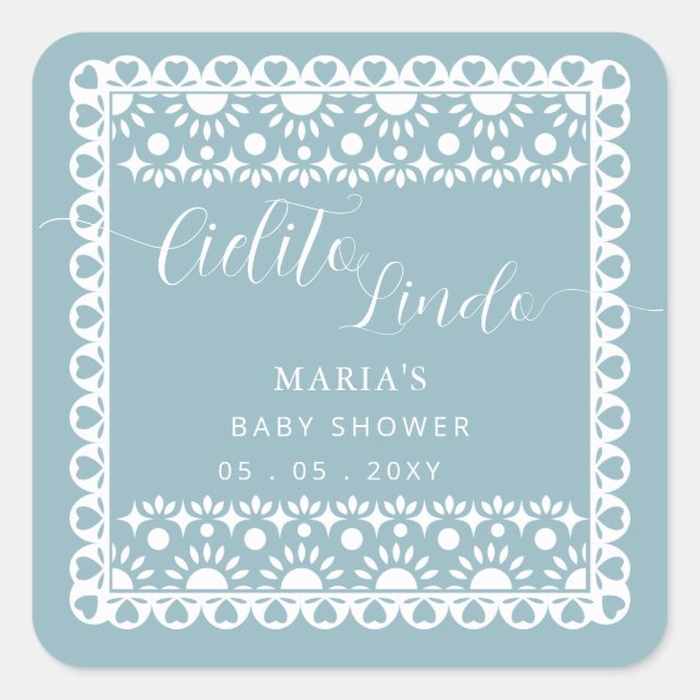 Adesivo Quadrado Chá de fraldas mexicano Picado Cielito Lindo (Frente)