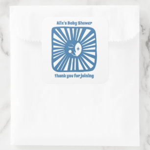 Adesivo Quadrado Chá de fraldas Moderno de Glow Boho de Lua PERSONA