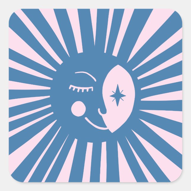 Adesivo Quadrado Chá de fraldas Moderno de Glow Boho de Lua PERSONA (Frente)