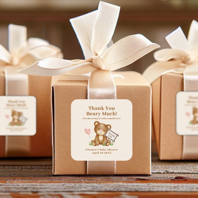 Adesivo Quadrado Chá de fraldas Muito Obrigado (Criador carregado)