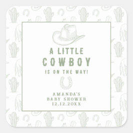 Adesivo Quadrado Chá de fraldas Ocidental Toile de Jouy Green Cowbo