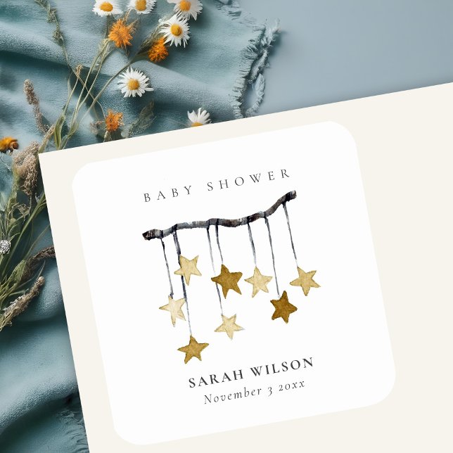 Adesivo Quadrado Chá de fraldas para portáteis branco simples amare (Criador carregado)