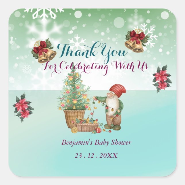 Adesivo Quadrado Chá de fraldas Pine Star Personalizado (Frente)