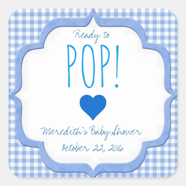 Adesivo Quadrado Chá de fraldas pronto para Pop Stickers for Boy (Frente)