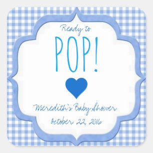 Adesivo Quadrado Chá de fraldas pronto para Pop Stickers for Boy