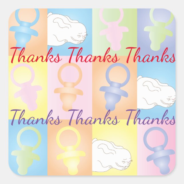 Adesivo Quadrado Chá de fraldas Quadrado com Vinhetas Paci Coelhinh (Frente)