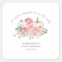 Adesivo Quadrado Chá de fraldas Rosa Pequeno Pumpkin