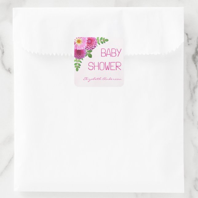 Adesivo Quadrado Chá de fraldas Rosa Puro Dahlia Girl (Bolsa)