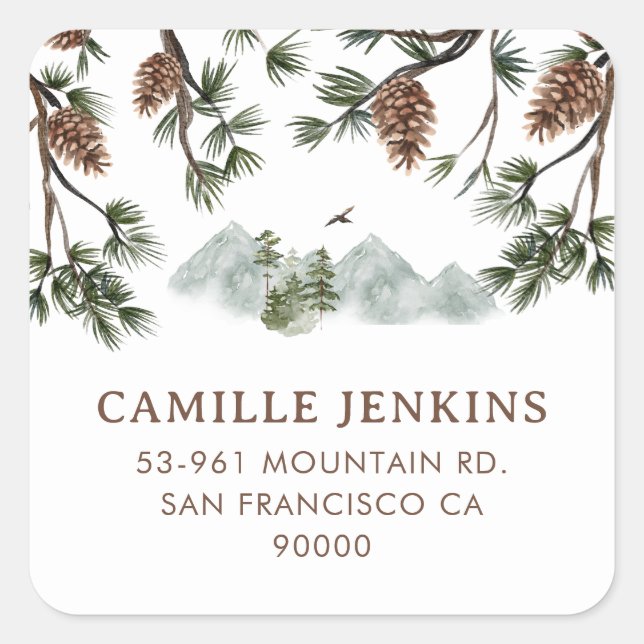 Adesivo Quadrado Chá de fraldas Rustic Mountain Boy (Frente)