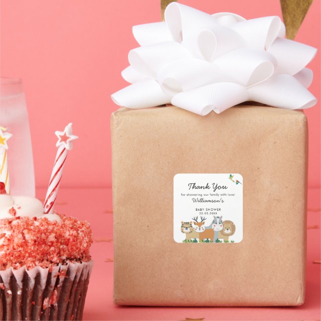 Adesivo Quadrado Chá de fraldas Safari Selgle (Festa)