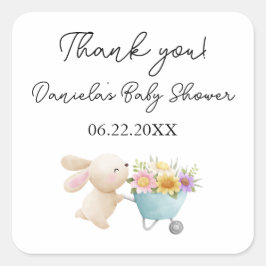 Adesivo Quadrado Chá de fraldas Simples Bonito De Flores Selvagens