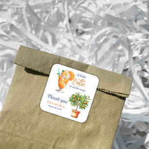 Adesivo Quadrado Chá de fraldas Sorvete de Verão de Cutie Orange Ci