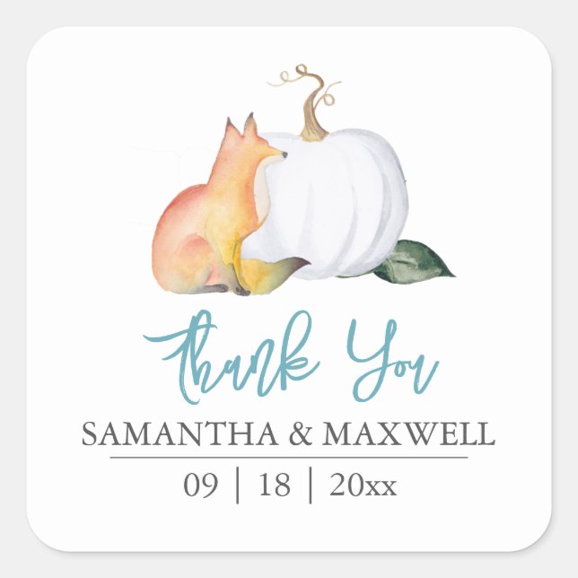 Adesivo Quadrado Chá de fraldas Stickers Obrigado Woodland Bonita (Frente)