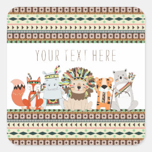 Adesivo Quadrado Chá de fraldas Tribal