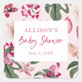 Adesivo Quadrado Chá de fraldas tropical