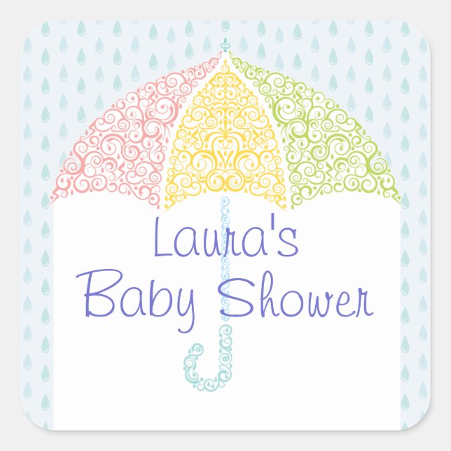 Adesivo Quadrado Chá de fraldas Umbrella Sticker (Frente)