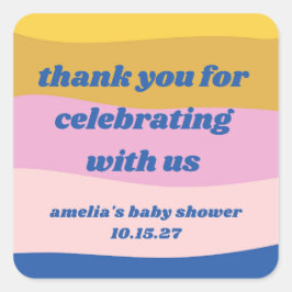 Adesivo Quadrado Chá de fraldas Verde Amarelo-Cor-de-rosa-azul - Cu