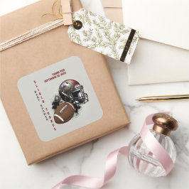 Adesivo Quadrado Chá de fraldas Vermelho e Negro de Futebol America