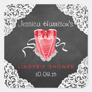 Adesivo Quadrado Chá de Lingerie do quadro branco do corset vermelh