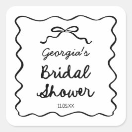 Adesivo Quadrado Chá de Noiva Caprichoso Desenhado à Mão