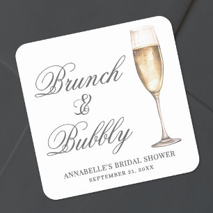 Adesivo Quadrado Chá de Noiva com Brunch e Bolhas