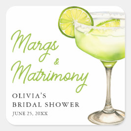 Adesivo Quadrado Chá de Noiva com Coquetel: Margaritas Modernas e C