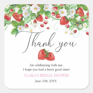 Adesivo Quadrado Chá de Noiva de Morango