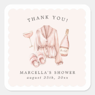 Adesivo Quadrado Chá de Noiva de Pijamas e Prosecco