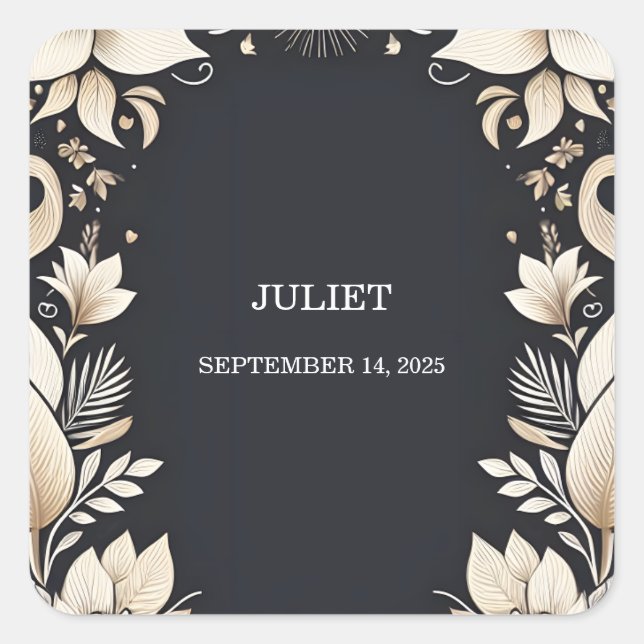 Adesivo Quadrado Chá de Noiva de Renovação de Votos de Casamento Tr (Frente)