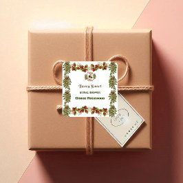 Adesivo Quadrado Chá de Noiva Doce Folhagem Outonal Bagas Lindas