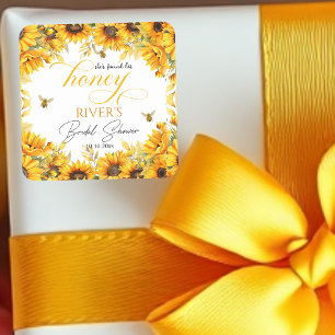 Adesivo Quadrado Chá de Noiva Ela Encontrou Seu Mel 